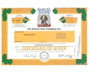 Boston Beer - Replica Stock Certificate