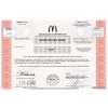 McDonalds - Replica Stock Certificate McDonalds - Replica Stock Certificate