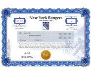 New York Rangers - Replica Stock Certificate New York Rangers - Replica Stock Certificate