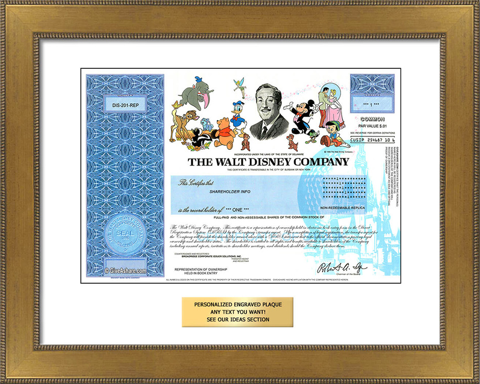 Disney Collectible Share Certificate Disney Collectible Share Certificate